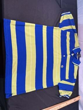 G-Unit Blue and Yellow Striped Polo Shirt, Size XXL